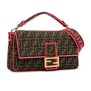 FENDI  Large Zucca Fluo Trim Baguette Bag  Authentic Retail 4500$